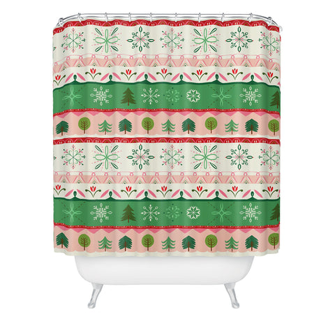 Pimlada Phuapradit snowflake stripes Shower Curtain