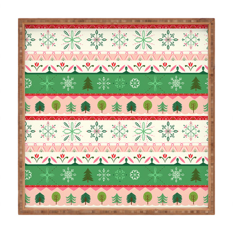 Pimlada Phuapradit snowflake stripes Square Tray