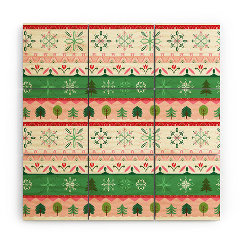 Pimlada Phuapradit snowflake stripes Wood Wall Mural