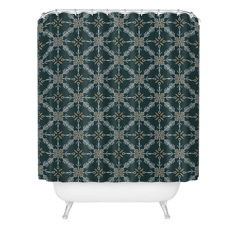 Pimlada Phuapradit Snowflake tile 2 Shower Curtain