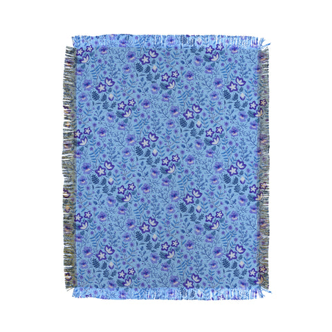 Pimlada Phuapradit Summer Floral Blue 4 Throw Blanket