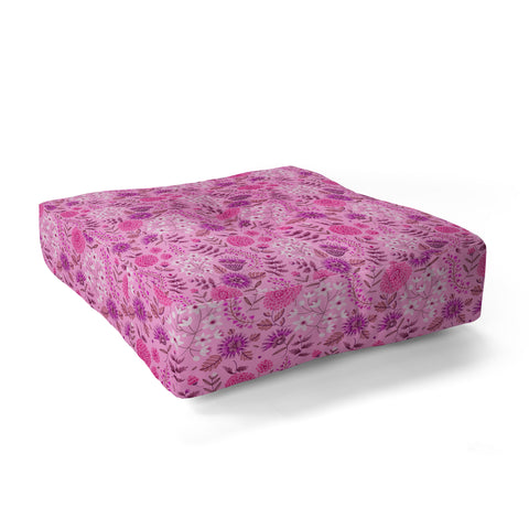 Pimlada Phuapradit Summer Floral Pink 2 Floor Pillow Square