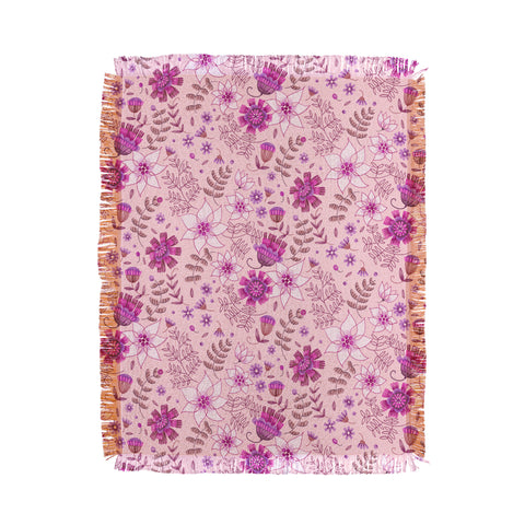Pimlada Phuapradit Summer Floral Pink 3 Throw Blanket