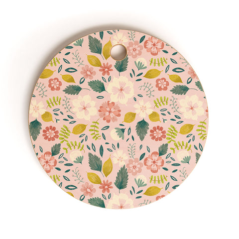 Pimlada Phuapradit Summer floral pink Cutting Board Round