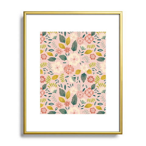Pimlada Phuapradit Summer floral pink Metal Framed Art Print