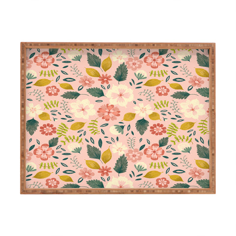 Pimlada Phuapradit Summer floral pink Rectangular Tray