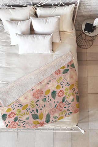 Pimlada Phuapradit Summer floral pink Fleece Throw Blanket