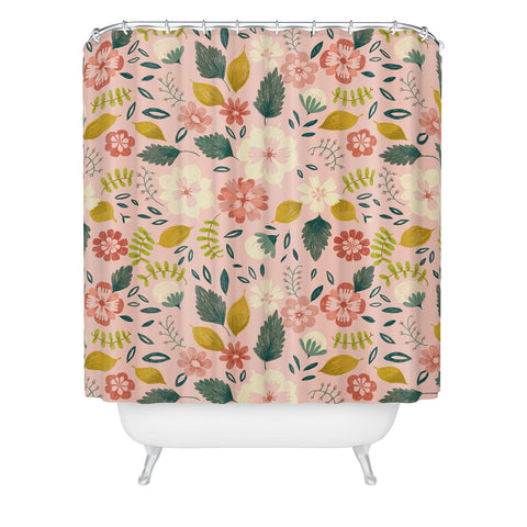 Pimlada Phuapradit Summer floral pink Shower Curtain