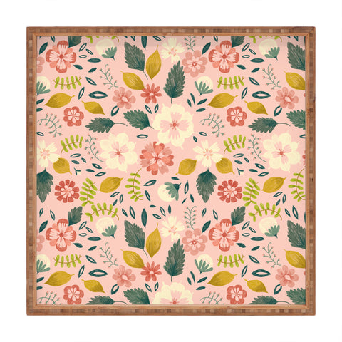 Pimlada Phuapradit Summer floral pink Square Tray