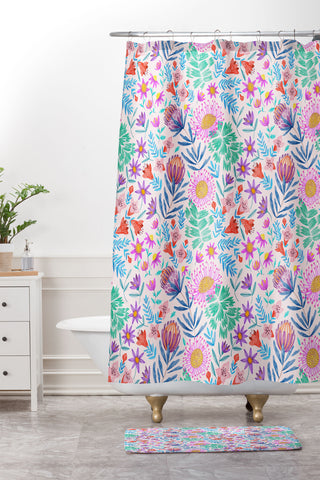 Pimlada Phuapradit Summer Protea Shower Curtain And Mat