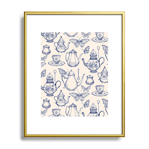 Pimlada Phuapradit Tea with butterflies Metal Framed Art Print