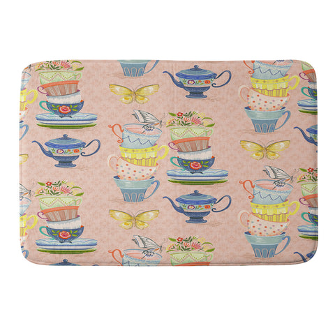 Pimlada Phuapradit Teacups and Butterflies Memory Foam Bath Mat