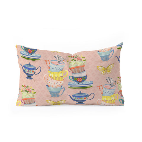 Pimlada Phuapradit Teacups and Butterflies Oblong Throw Pillow