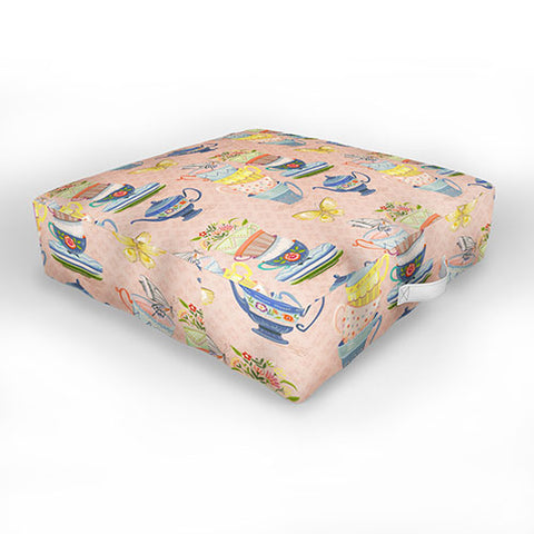 Pimlada Phuapradit Teacups and Butterflies Outdoor Floor Cushion