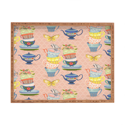 Pimlada Phuapradit Teacups and Butterflies Rectangular Tray