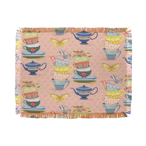 Pimlada Phuapradit Teacups and Butterflies Throw Blanket