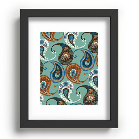 Pimlada Phuapradit Teal floral paislys Recessed Framing Rectangle