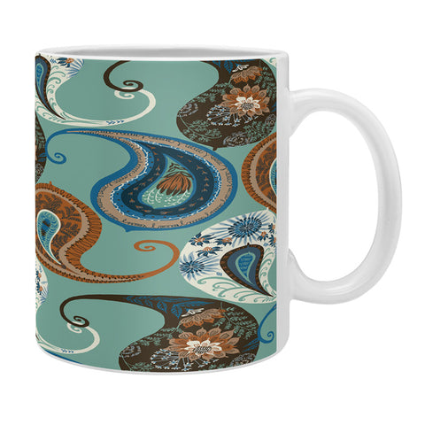 Pimlada Phuapradit Teal floral paislys Coffee Mug
