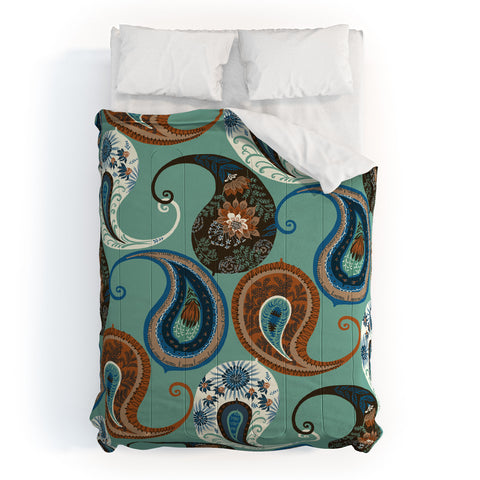 Pimlada Phuapradit Teal floral paislys Comforter