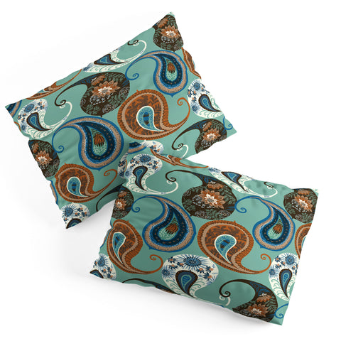 Pimlada Phuapradit Teal floral paislys Pillow Shams