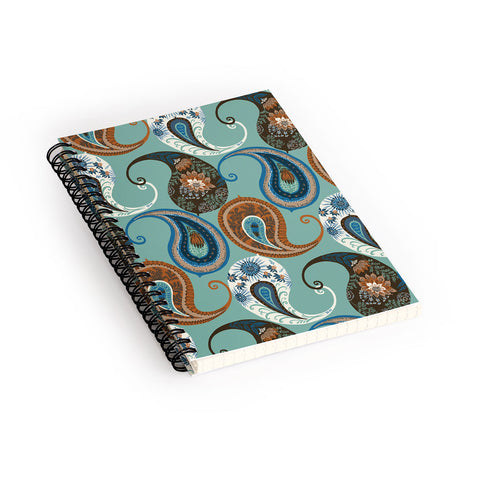 Pimlada Phuapradit Teal floral paislys Spiral Notebook