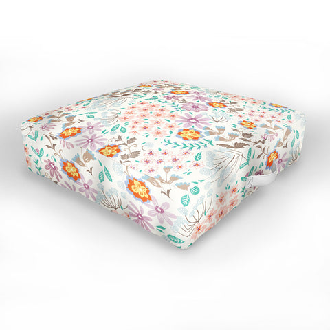 Pimlada Phuapradit Tiny Floral Pastel Outdoor Floor Cushion