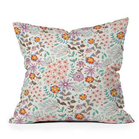 Pimlada Phuapradit Tiny Floral Pastel Throw Pillow