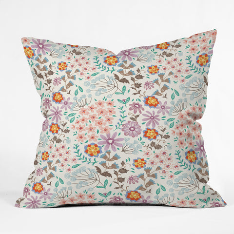 Pimlada Phuapradit Tiny Floral Pastel Outdoor Throw Pillow