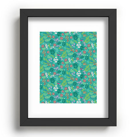 Pimlada Phuapradit Tiny Floral Teal Recessed Framing Rectangle