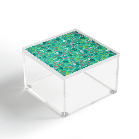 Pimlada Phuapradit Tiny Floral Teal Acrylic Box