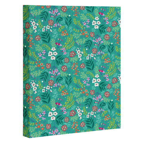 Pimlada Phuapradit Tiny Floral Teal Art Canvas
