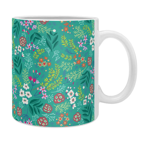 Pimlada Phuapradit Tiny Floral Teal Coffee Mug