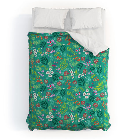 Pimlada Phuapradit Tiny Floral Teal Comforter