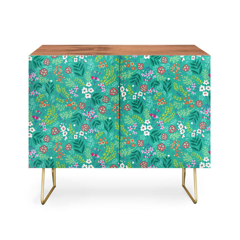 Pimlada Phuapradit Tiny Floral Teal Credenza