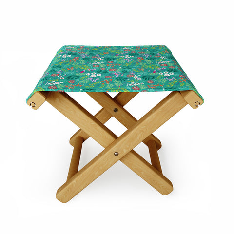 Pimlada Phuapradit Tiny Floral Teal Folding Stool