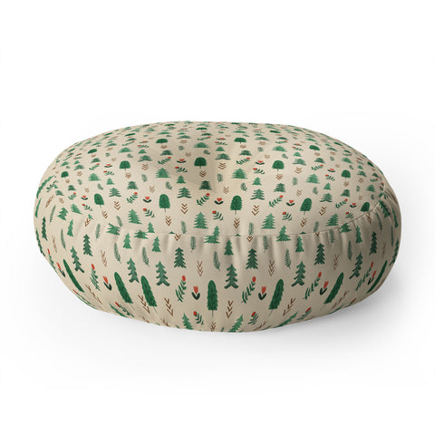 Pimlada Phuapradit Tiny Pine Trees Floor Pillow Round