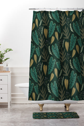 Pimlada Phuapradit Tropical leaf green Shower Curtain And Mat
