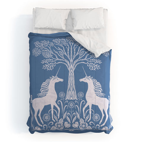 Pimlada Phuapradit Unicorn Forest Blue Comforter