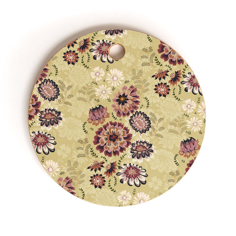 Pimlada Phuapradit Wildflowers light green Cutting Board Round