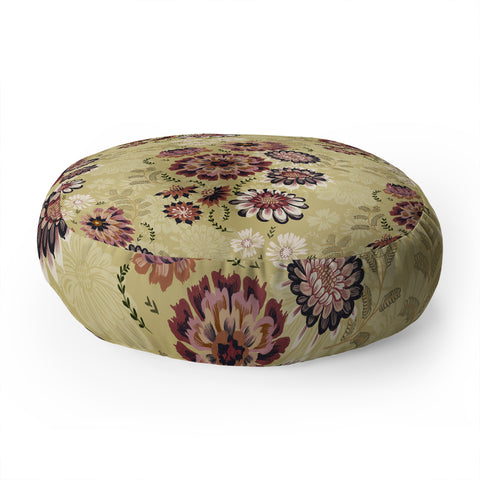 Pimlada Phuapradit Wildflowers light green Floor Pillow Round