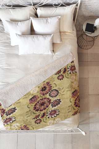 Pimlada Phuapradit Wildflowers light green Fleece Throw Blanket