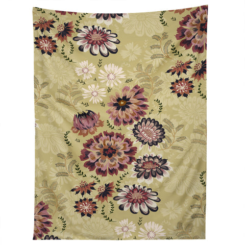 Pimlada Phuapradit Wildflowers light green Tapestry