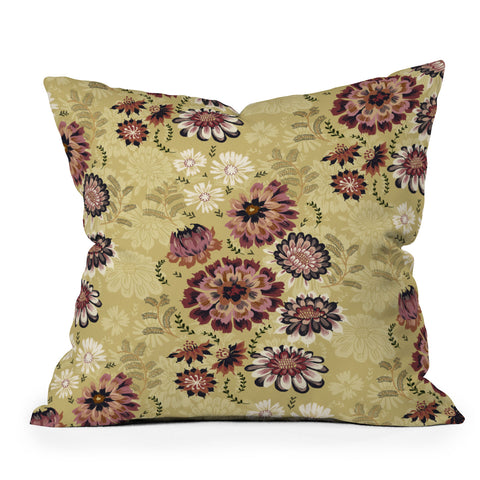 Pimlada Phuapradit Wildflowers light green Throw Pillow