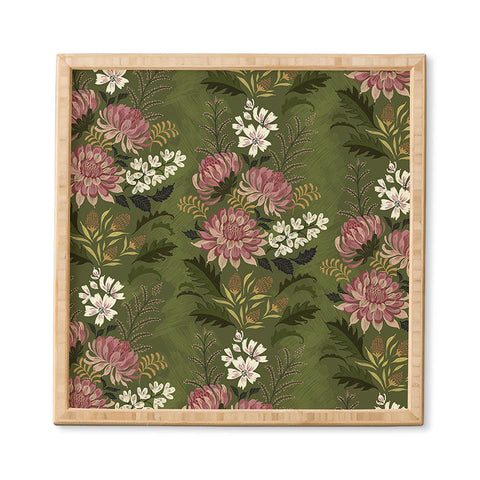 Pimlada Phuapradit Wildflowers Olive green Framed Wall Art
