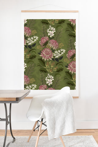 Pimlada Phuapradit Wildflowers Olive green Art Print And Hanger
