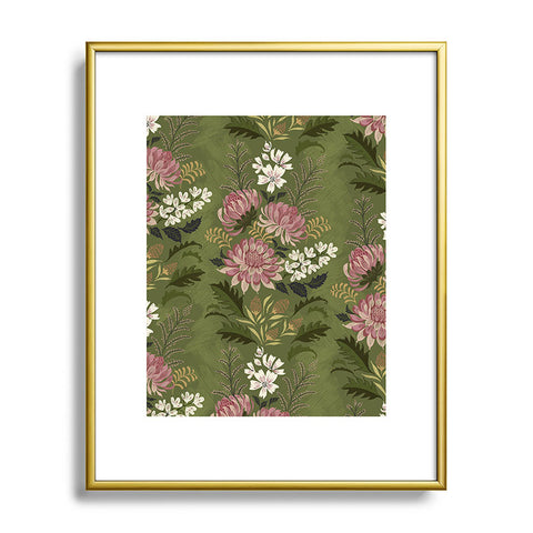Pimlada Phuapradit Wildflowers Olive green Metal Framed Art Print