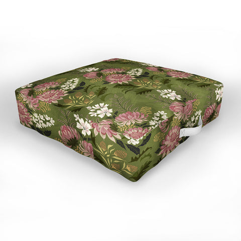 Pimlada Phuapradit Wildflowers Olive green Outdoor Floor Cushion