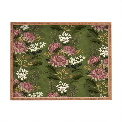 Pimlada Phuapradit Wildflowers Olive green Rectangular Tray