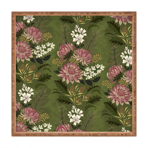 Pimlada Phuapradit Wildflowers Olive green Square Tray