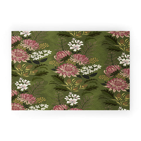 Pimlada Phuapradit Wildflowers Olive green Welcome Mat
